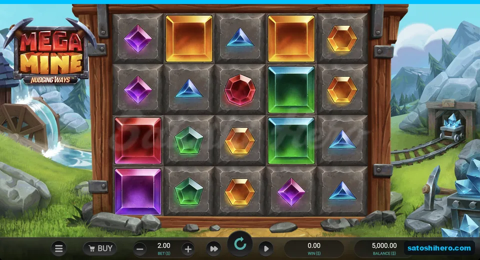Gem blocks inside a timber mine frame