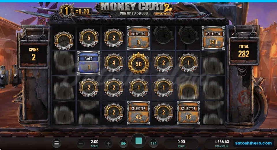 Golden 50 symbol with four collectors on full grid