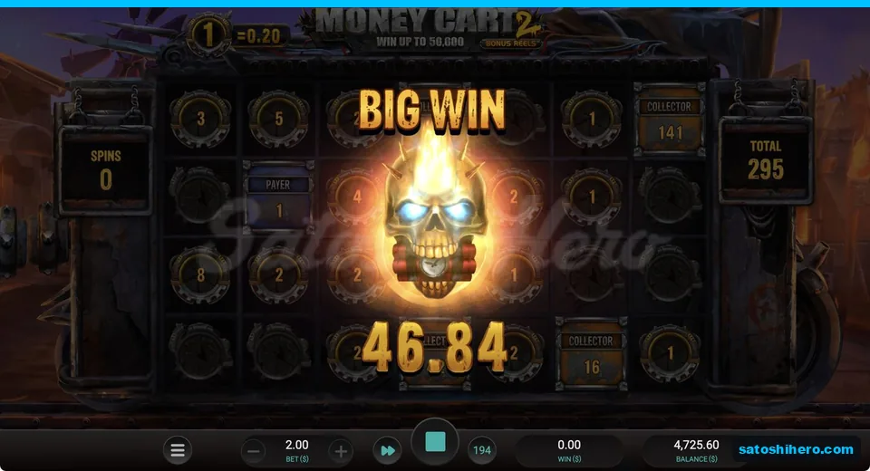 Big Win banner counting 295 coins