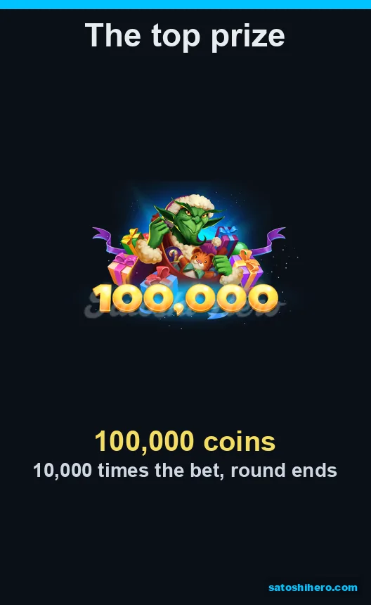 100,000 coin top prize displayed