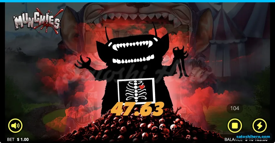 Black monster silhouette over skull pile