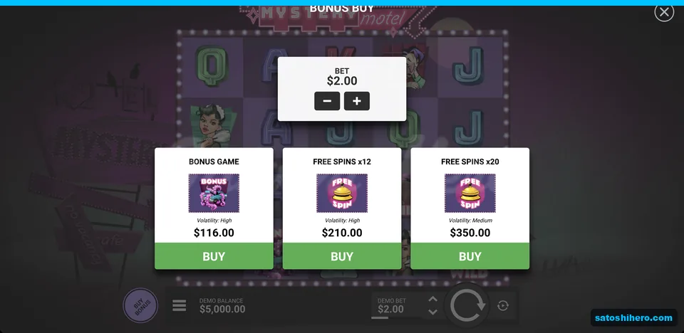 Buy bonus menu with three listed prices