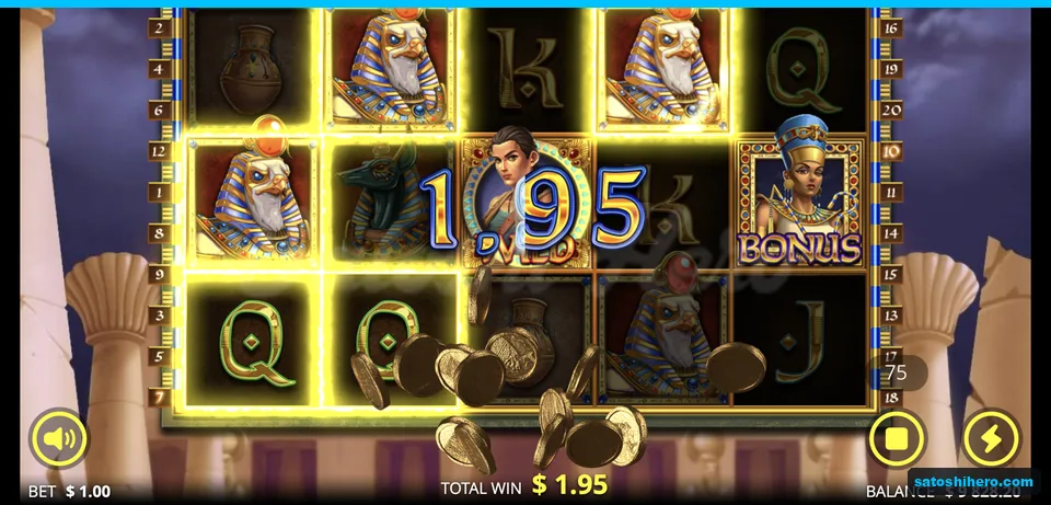 Horus symbols and Wild show a $1.95 win