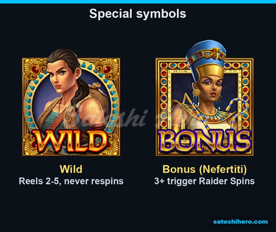 Raider Wild and Queen Bonus symbols displayed