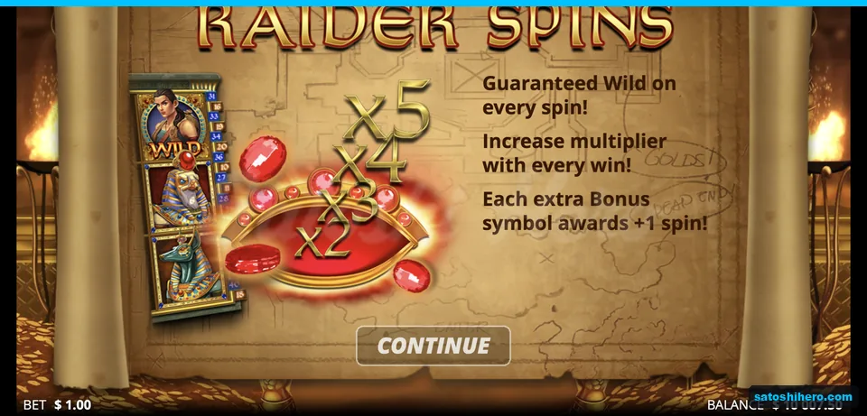 Scroll explains spins, Wilds and rising multiplier