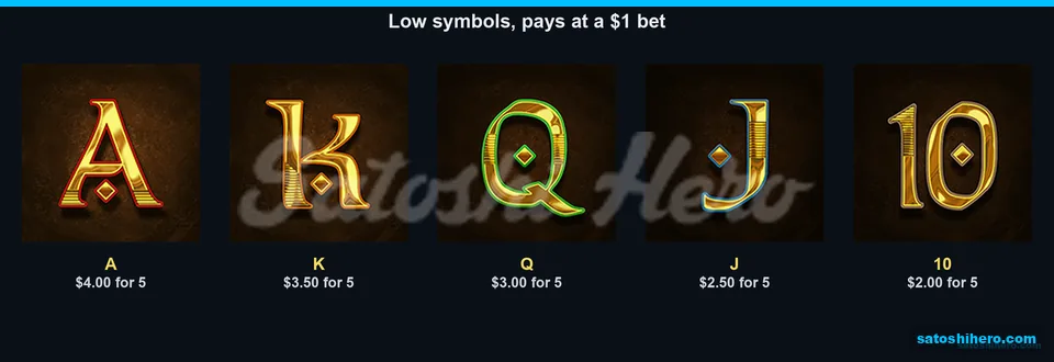 Aces through tens show low symbol payouts