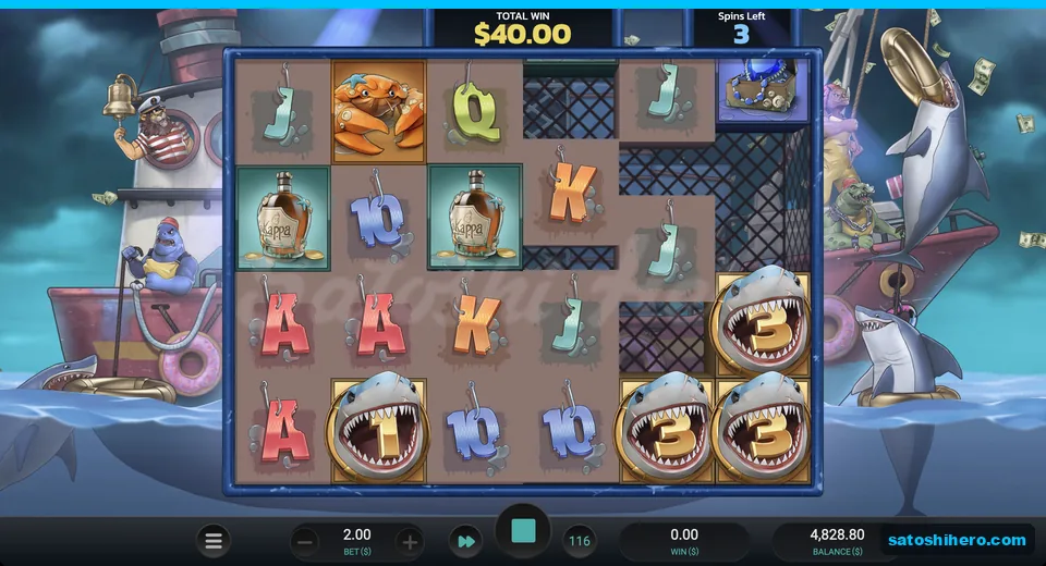 Countdown shark wilds sit on right reels