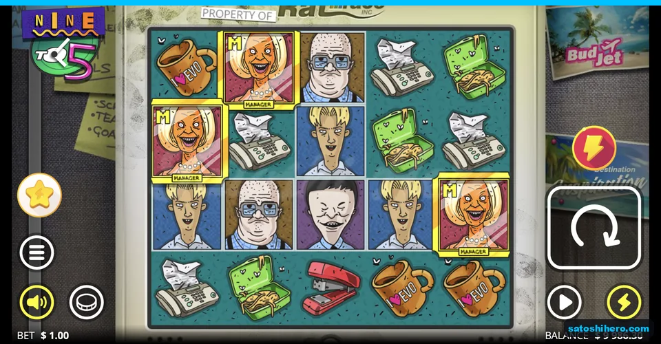 Beige monitor grid with office symbols