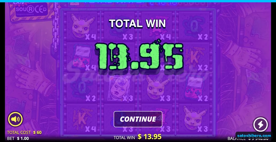 Total win screen shows thirteen dollars