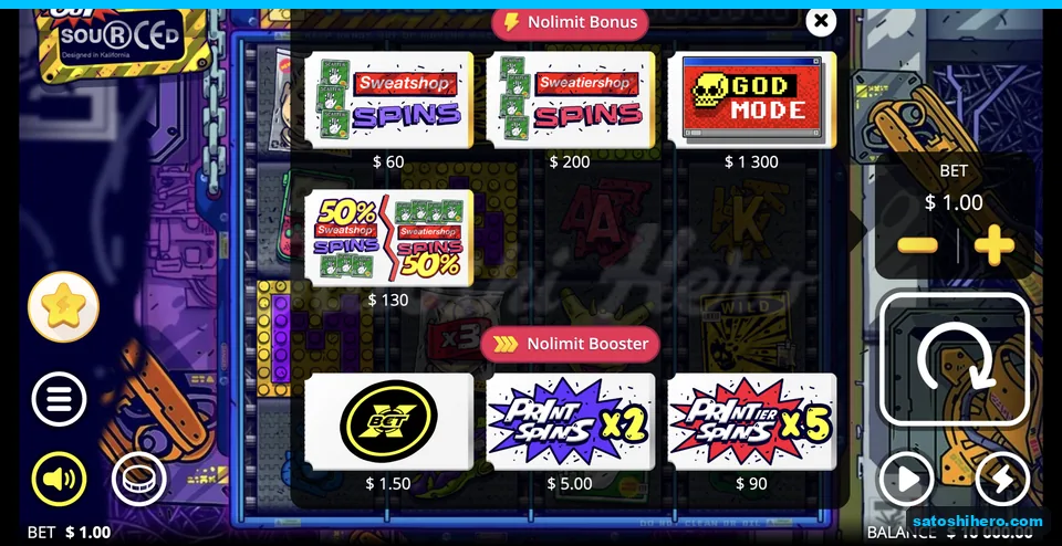 Lightning menu lists paid feature choices