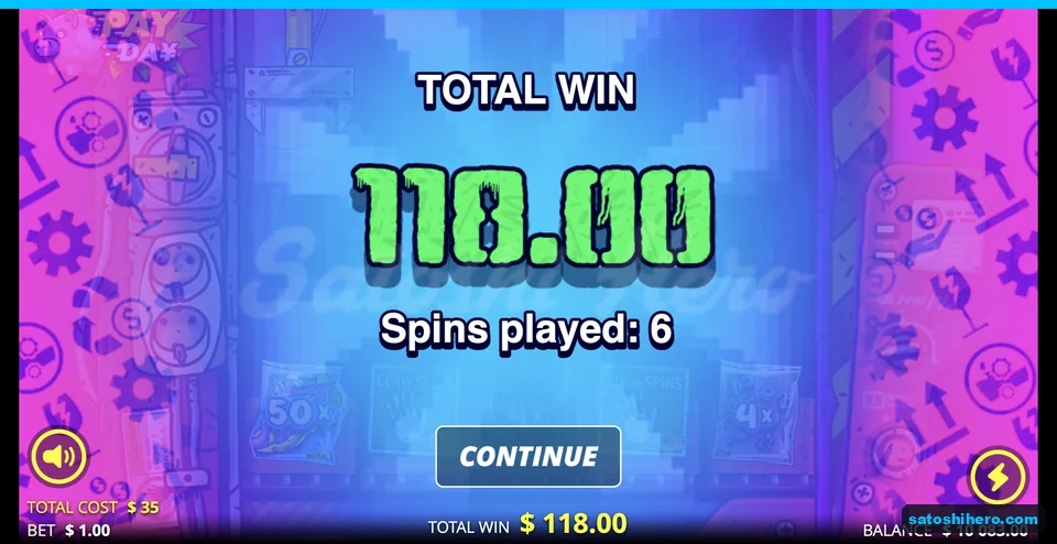 Total win screen shows one hundred eighteen dollars