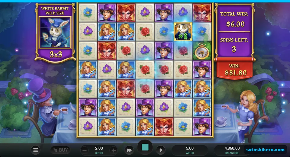 Rabbit shows x7 with three spins left