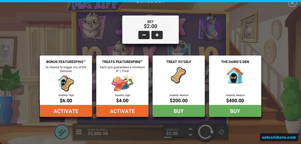 Buy bonus menu with four prices