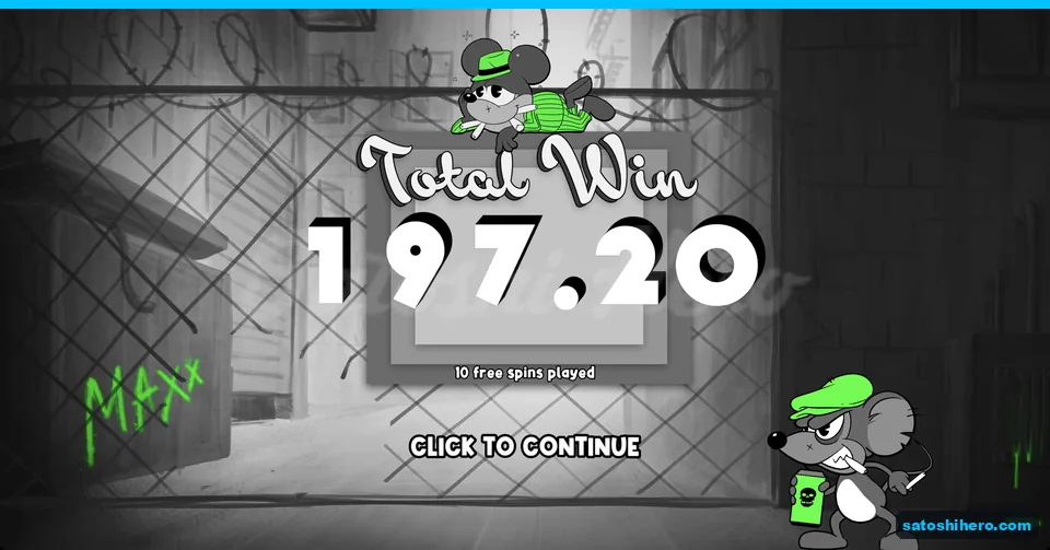 Free spins summary shows $197.20