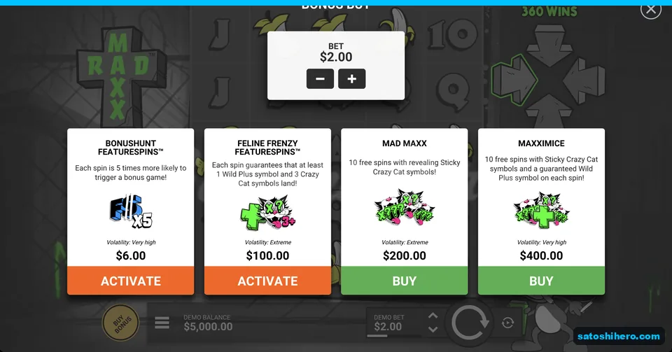 Buy bonus menu with four prices