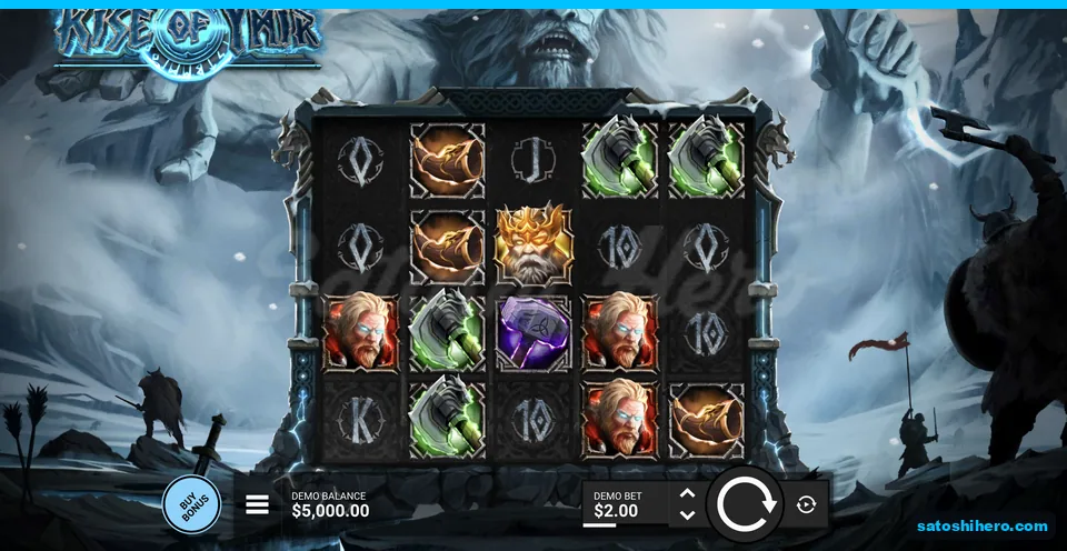 Frost giant towers behind a stone reel grid
