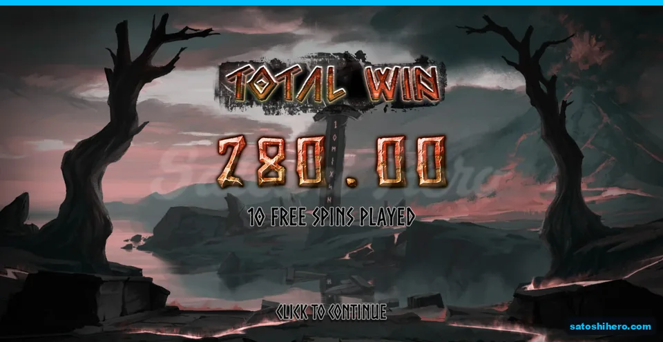 Total Win sign shows $280.00 after ten spins