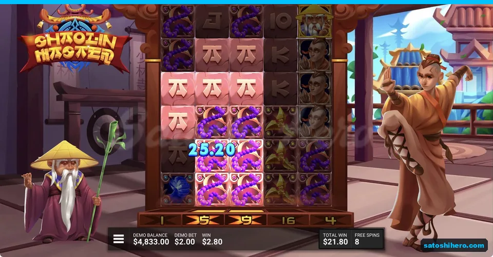 Reel multipliers above purple cluster win