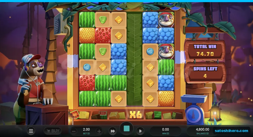 Wild reel drops with 74.70 total