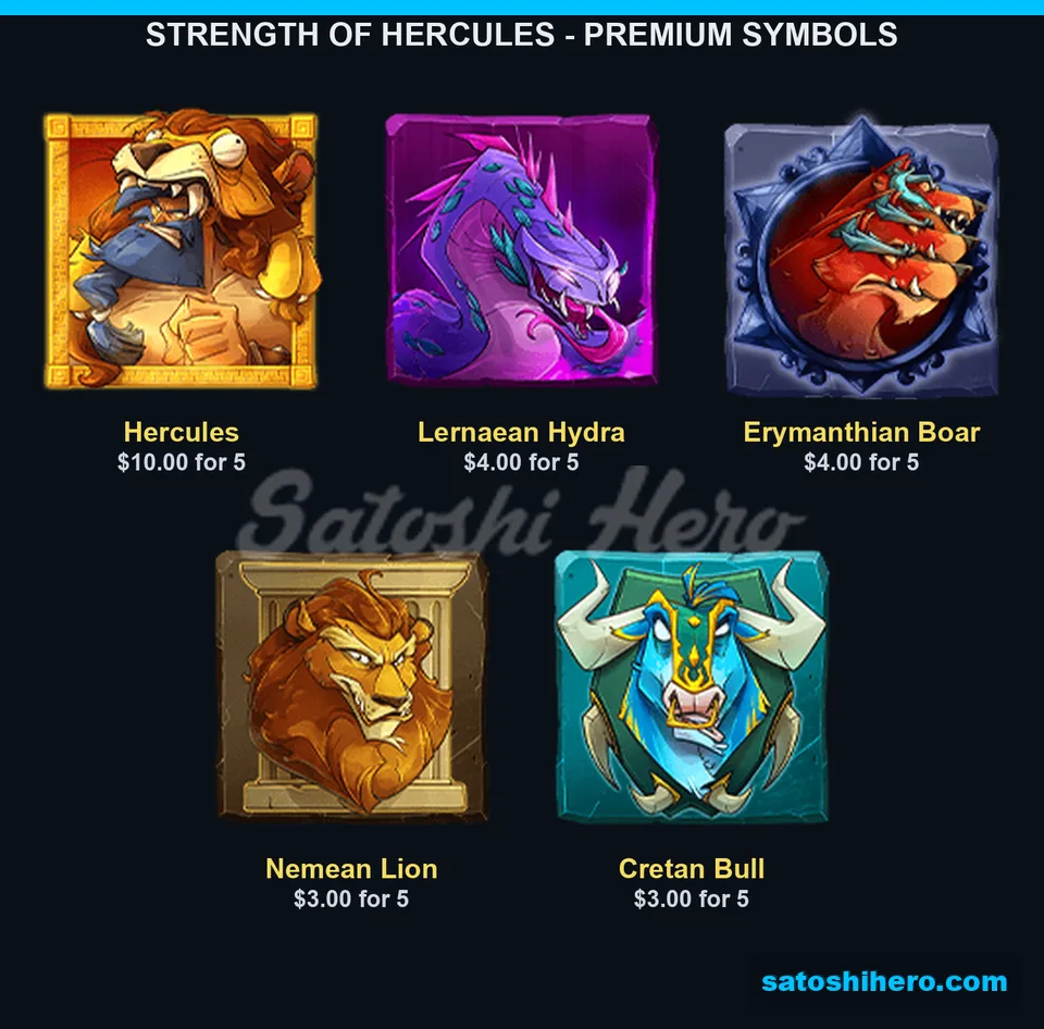 Hercules portrait leads premium paytable values