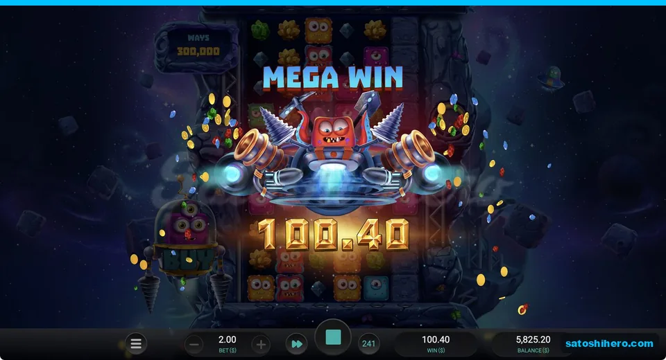 Mega Win screen shows 100.40
