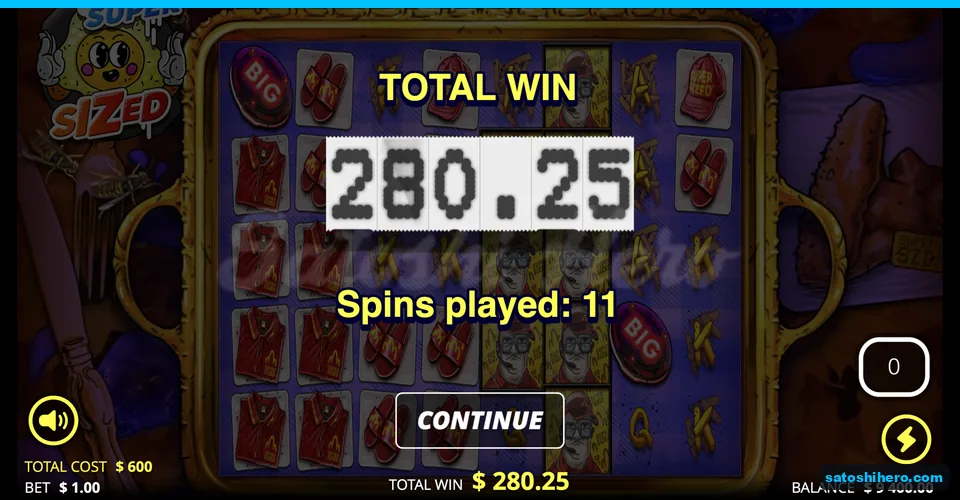 Total win screen over wide cloned board