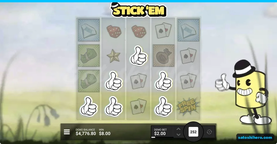 Thumb symbols locked around an eight dollar win