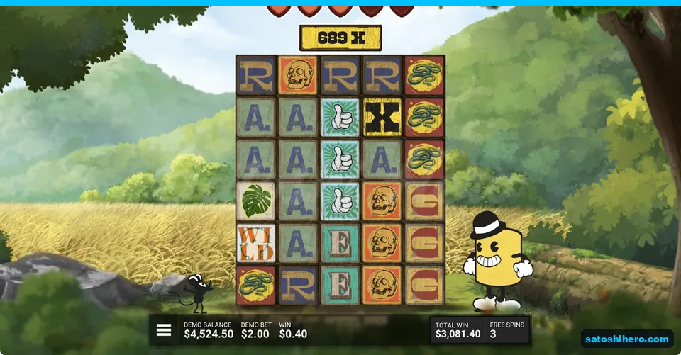 Multiplier meter shows 689 with hearts remaining