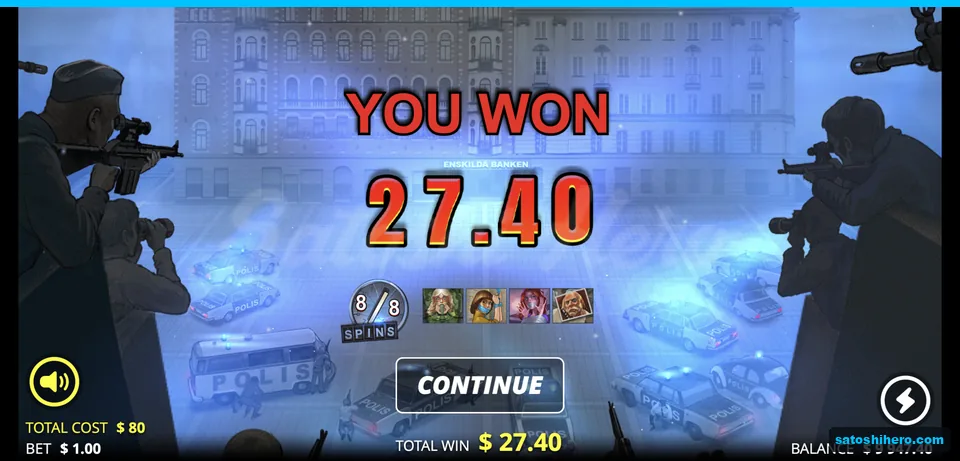 Win screen shows twenty-seven forty payout