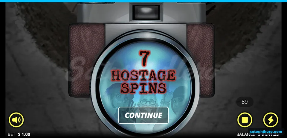 Camera screen announces seven free spins