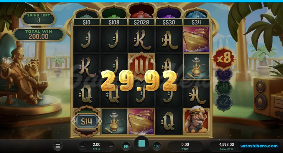 Top multiplier level shows banked total