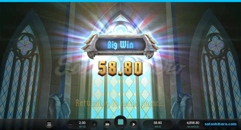 Big Win screen shows $58.80 payout