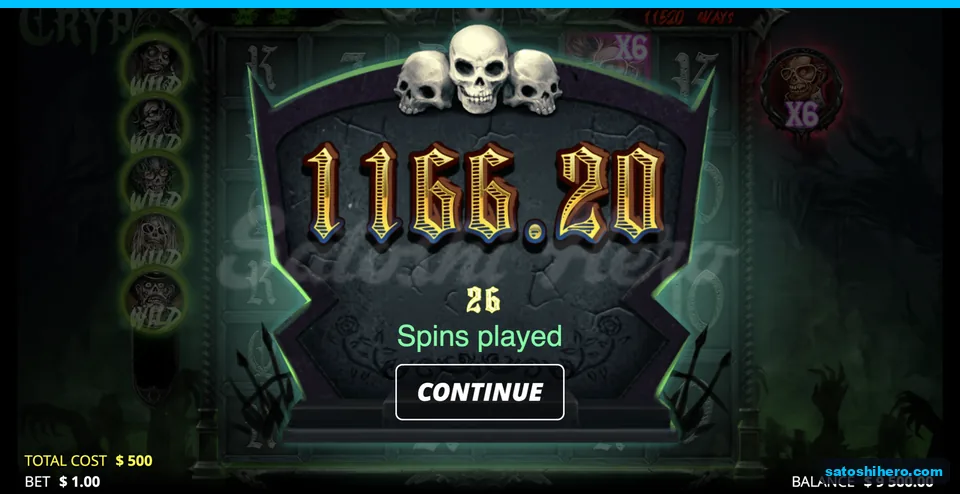 Collect screen shows $1,166.20 after twenty six spins