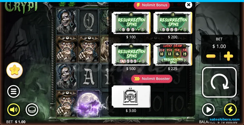 Buy menu lists Resurrection prices and xBet