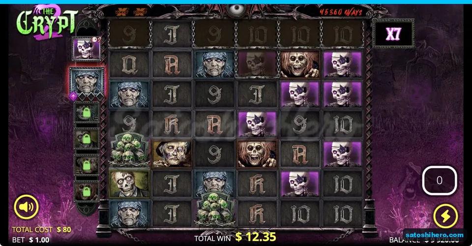 Open bonus grid shows x7 and $12.35