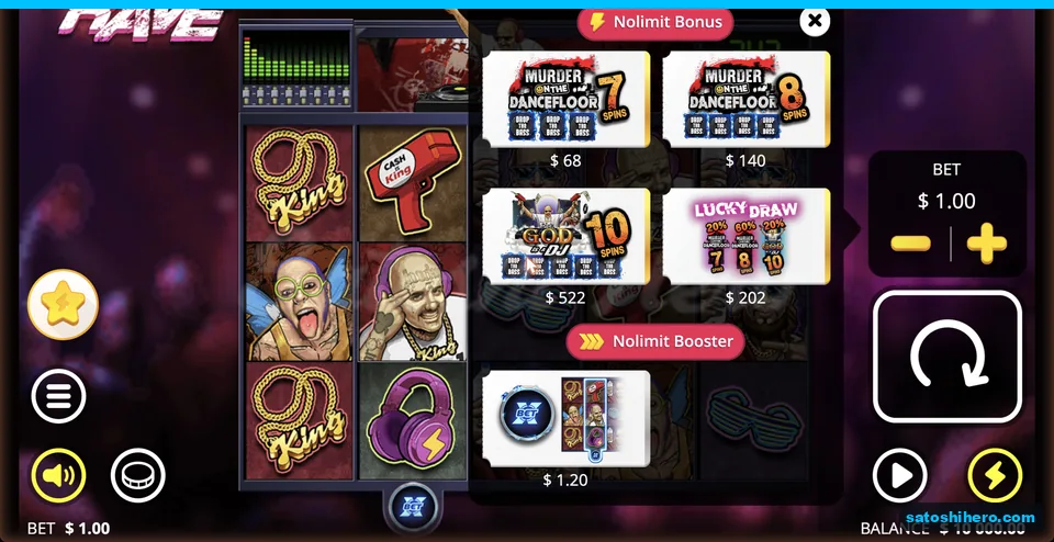 Bonus buy menu lists four prices