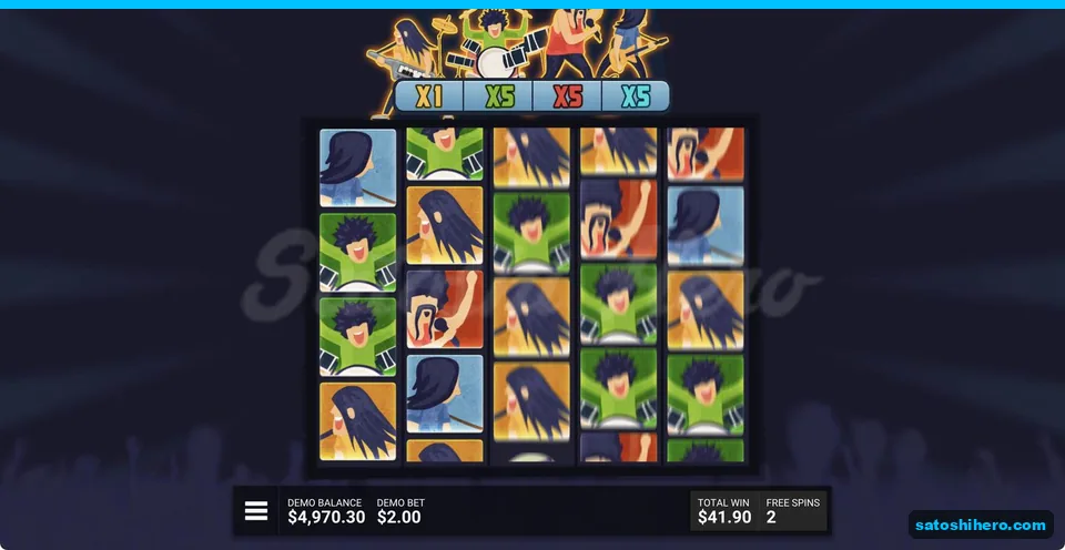 Band multipliers show above character-filled reels