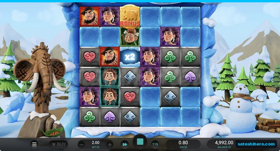 Ice blocks crack around x2 multiplier win