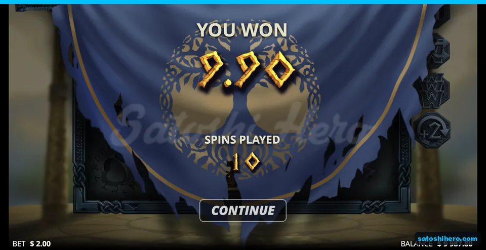 Win panel shows $9.90 after 10 spins