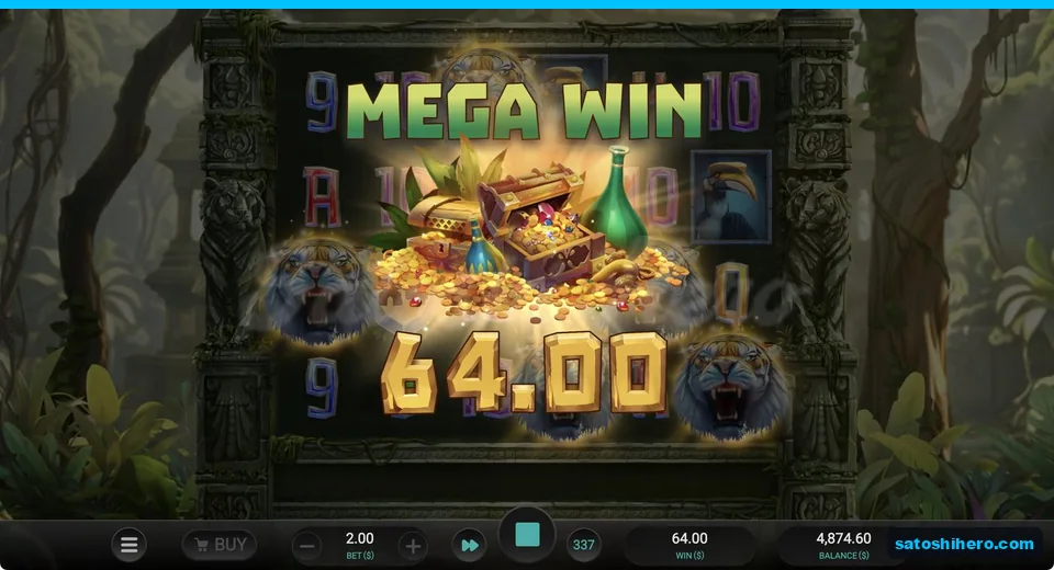 Mega Win banner shows $64.00