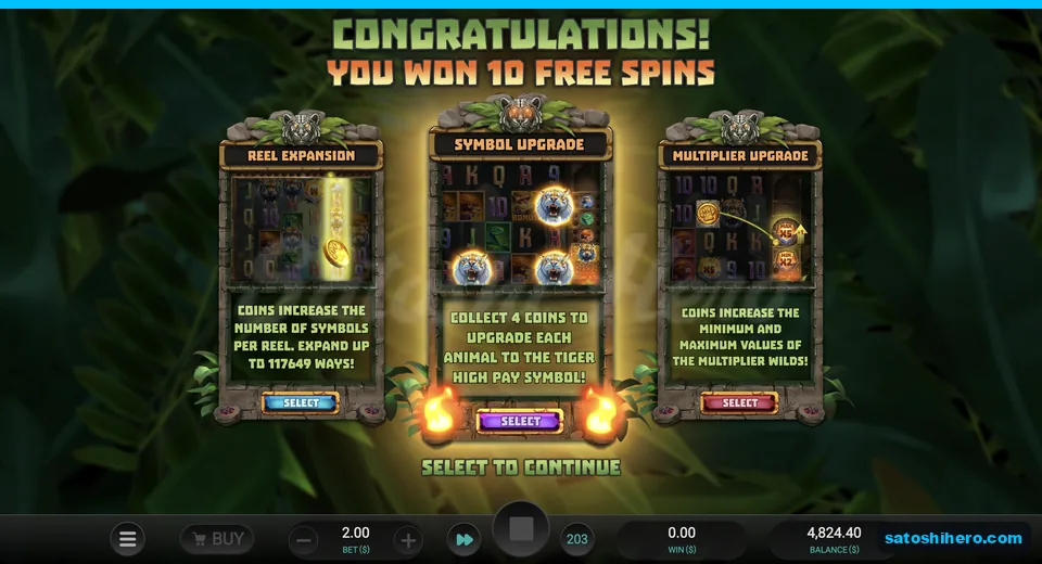 Mode choice screen offers three options