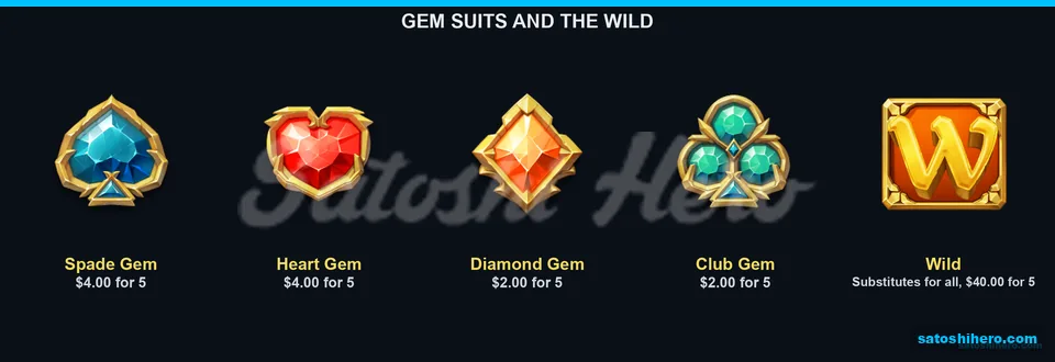 Gem suits and gold Wild pay values