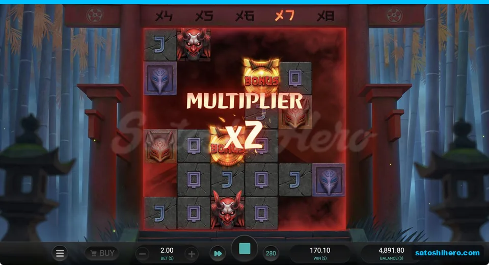 Cleared grid with doubled multiplier banner