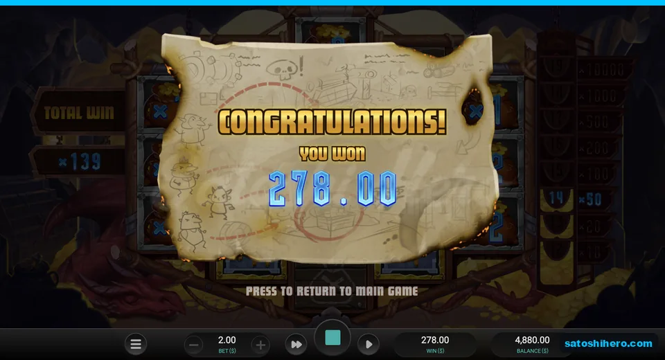 Round-end scroll shows $278.00 won