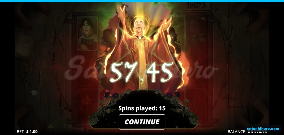Flaming preacher end screen shows $57.45