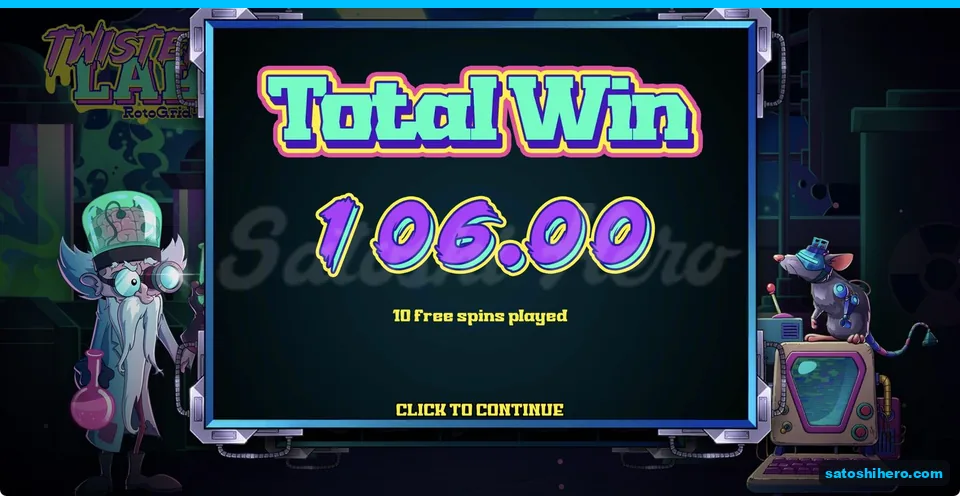 Total Win screen shows one hundred six dollars