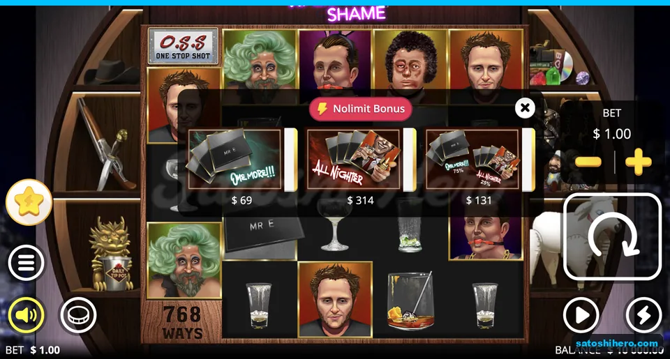 Bonus menu lists $69, $314, and $131