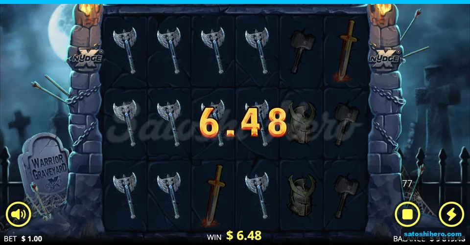 Axe symbols paying a $6.48 line win