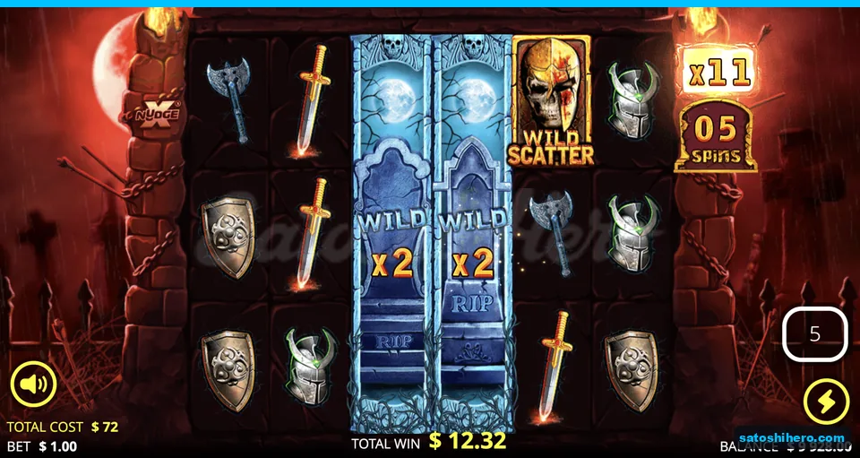 Two x2 Tombstone Wilds with x11 multiplier