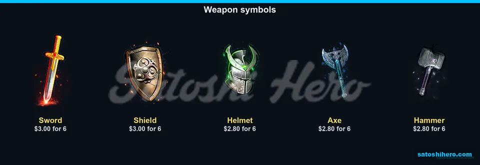 Weapon symbols with lower six-symbol payouts